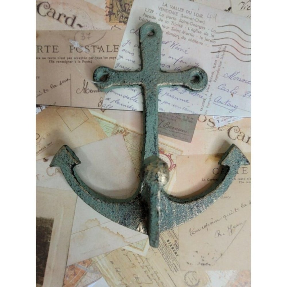 Cast Iron Anchor Wall Coat Hook Home Decor With Patina Finish